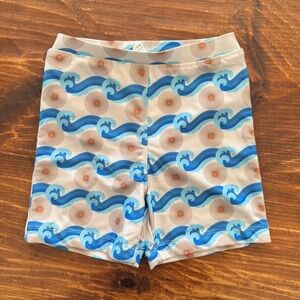 EUC kate quinn Blue and Cream Retro 70s Swim Trunks 3T